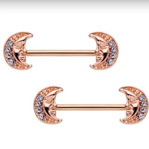 Moon Barbell Nipple Ring Set